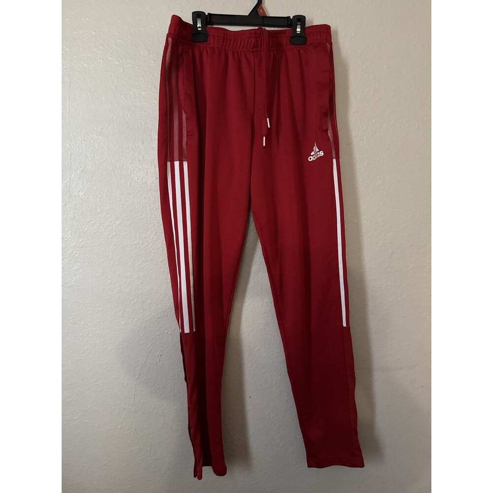 Adidas Aeroready Primegreen Men's Red/White 3-Stripe Track Pants Size Medium